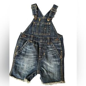6-12 months overalls baby Gap dungarees jean shorts w/frayed ends 5 pockets